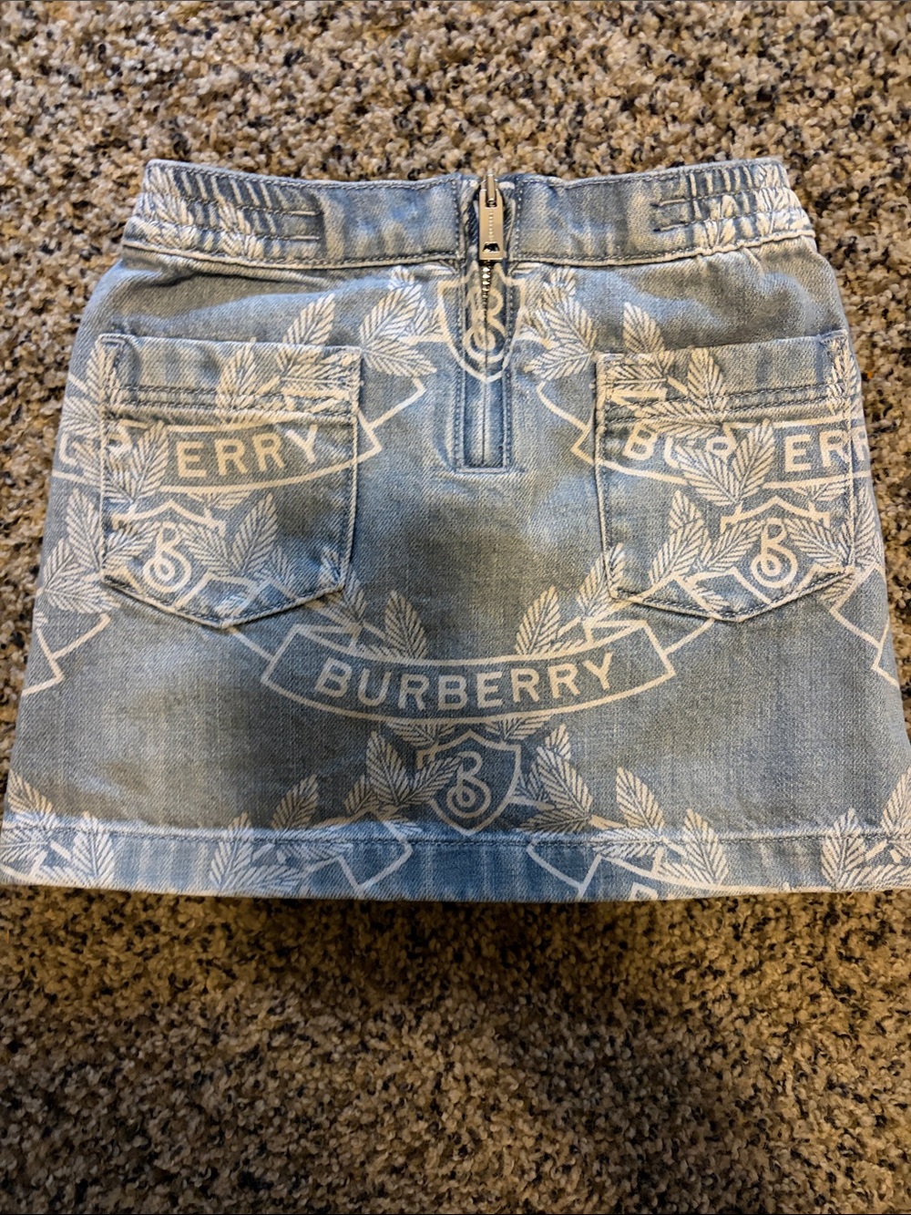 Burberry Light Blue Denim Logo-Print Mini Skirt